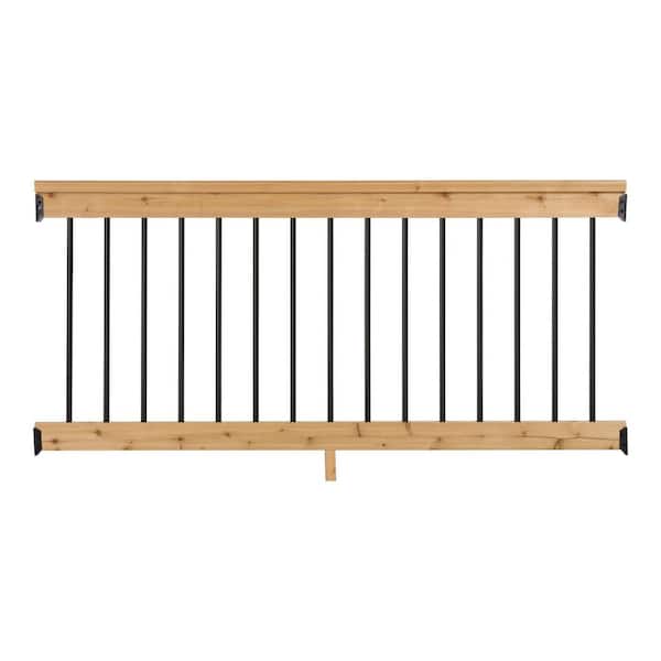Western Red Cedar 6 ft. Railing Kit with Black Aluminum Balusters