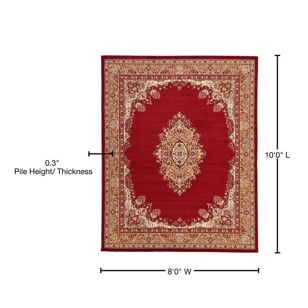 Burgundy Medallion Synthetic 8' x 10' Rectangular Rug