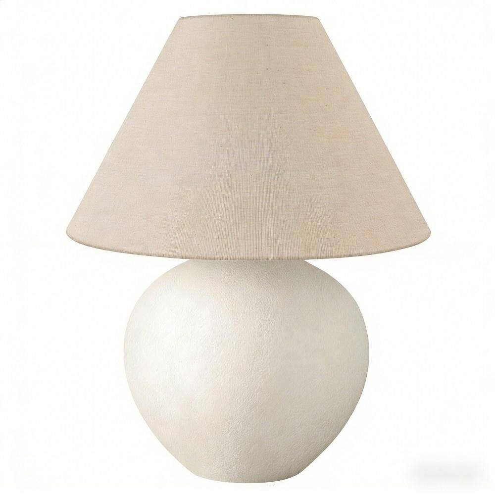 16 in. White Globe Table Lamp with Cream Linen Empire Shade and 3-Way Rotary Switch for Living Room, Bedroom and Office price history on PriceWatchPro