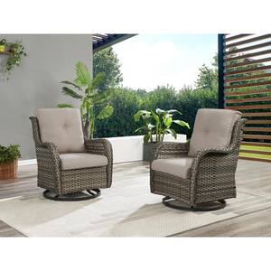 Oakmont 3-Piece Outdoor Rocking Chair Patio Furniture Bistro Sets 2 Chairs with Square Glass Coffee Table Brown Wicker 
