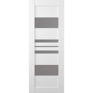 24 in. x 80 in. No Bore Solid Core 5-Lite Romi Frosted Glass Bianco Noble Wood Composite Interior Door Slab