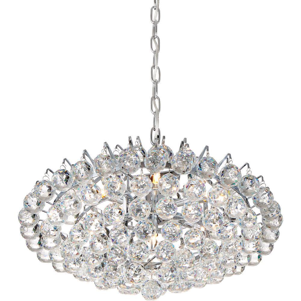 Bordeaux 19.5" Crystal and Chrome 7-Light Pendant