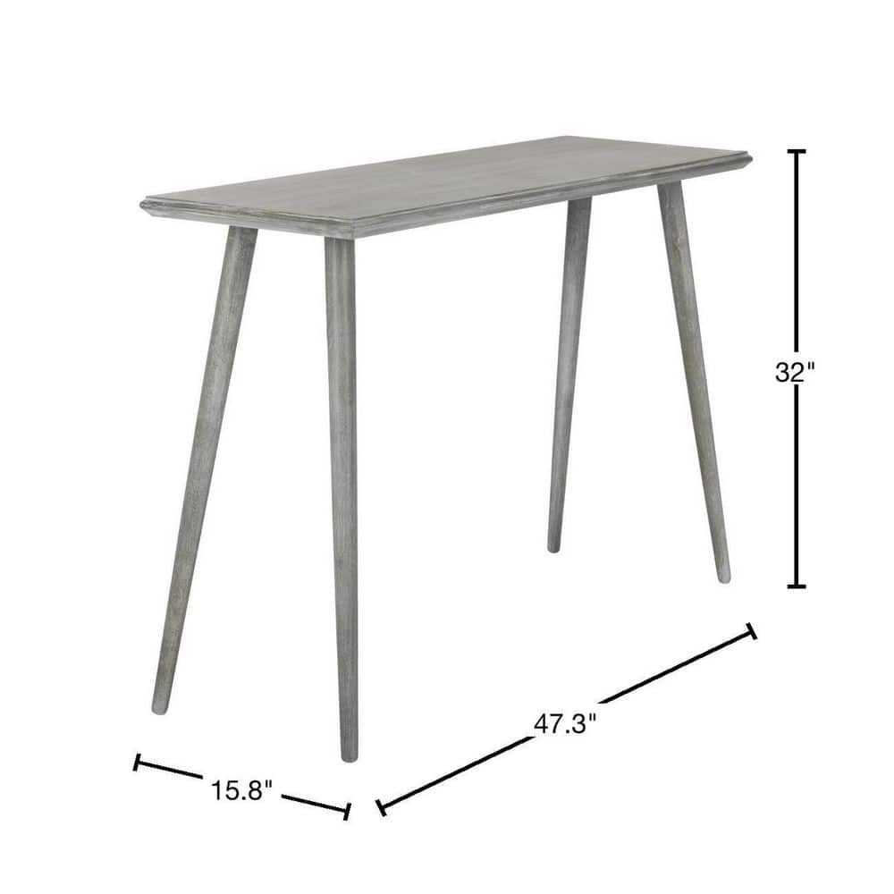 Transitional Slate Grey Rectangular Pine Console Table