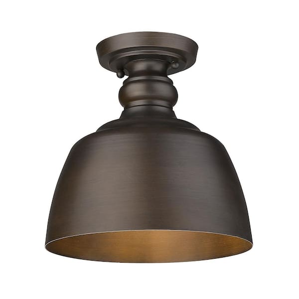 Golden Lighting - Holmes 1-Light Rubbed Bronze Flush Mount