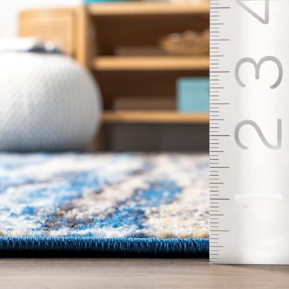 Katharina Blue Abstract 5' x 7' Stain-Resistant Area Rug