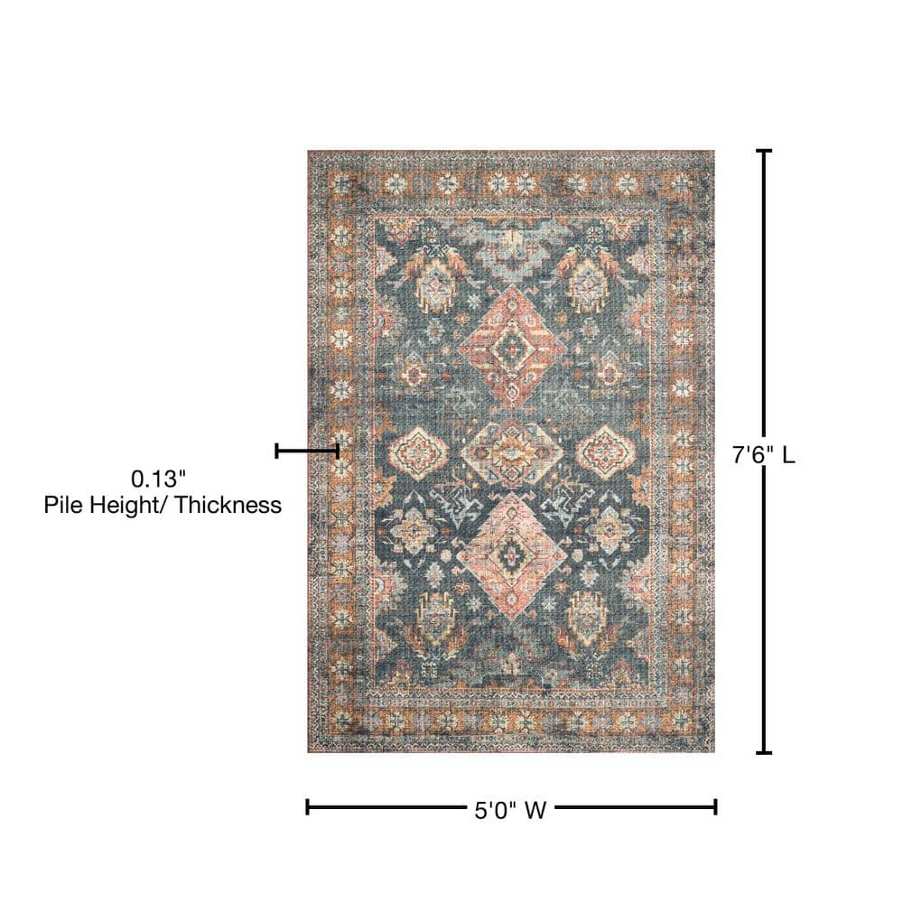 Skye 5' x 7' Sea Rust Oriental Synthetic Rug