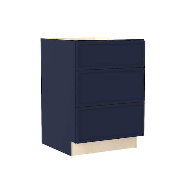 Franklin 24 in. W x 21 in. D x 34.5 in. H Assembled Plywood Drawer Base Bath Cabinet in Vessel Blue with Soft Close