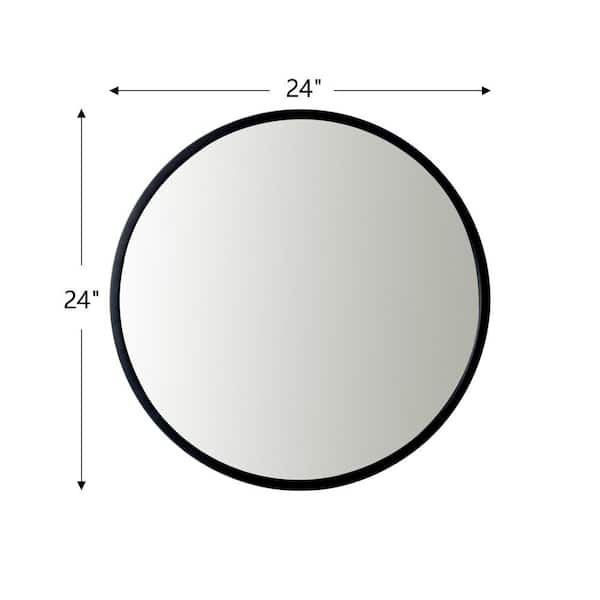 Medium Round Black Modern Mirror (24 in. H x 24 in. W)