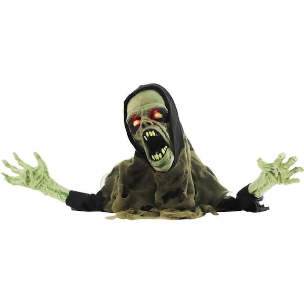 Haunted Hill Farm 21 in. Trevor the Animated Zombie Groundbreaker, Indoor or Covered Outdoor Halloween Decoration, Battery Operated