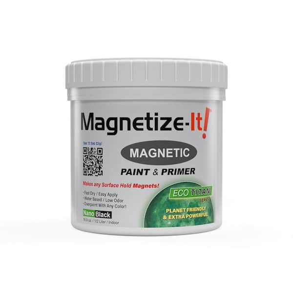 MAGNETIZE-IT! Magnetize-It Magnetic Paint and Primer (Water Based) - Eco Titan Extra Strong and Sustainable 1/2 L, Black