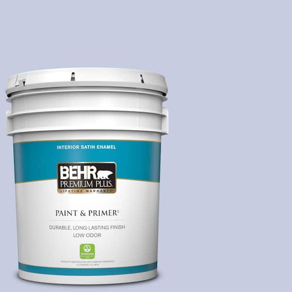 BEHR PREMIUM PLUS 5 gal. #620C-2 Lilac Bisque Satin Enamel Low Odor Interior Paint & Primer
