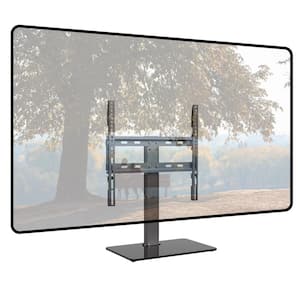 Tabletop TV Stand Mount Fits 37 to 65 in. Flat/Curved TV's with 3 Adjustable Level Heights and Tempered Glass Base