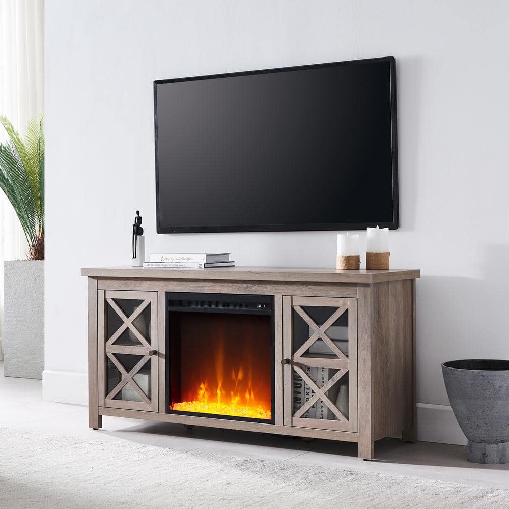 Gray Oak 47'' TV Stand with Electric Fireplace
