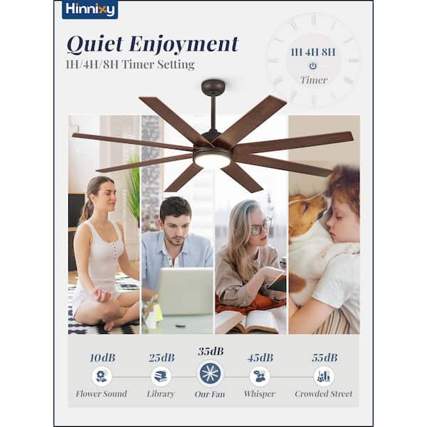 65 in. Indoor/Outdoor Bronze Downrod/Angled Mount Ceiling Fan with Lights and Remote Control, 8 Dual-Finish Blades