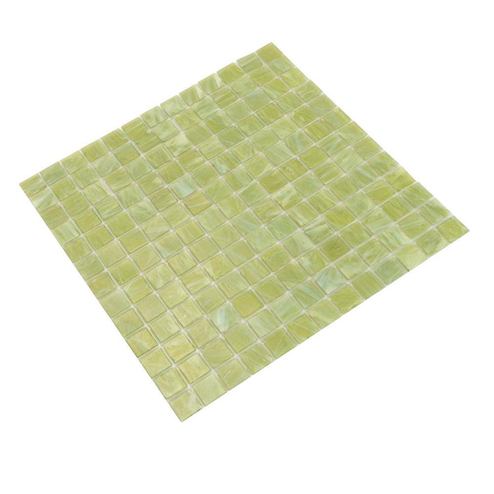 Celestial 12" x 12" Iridescent Blue Glass Mosaic Tile