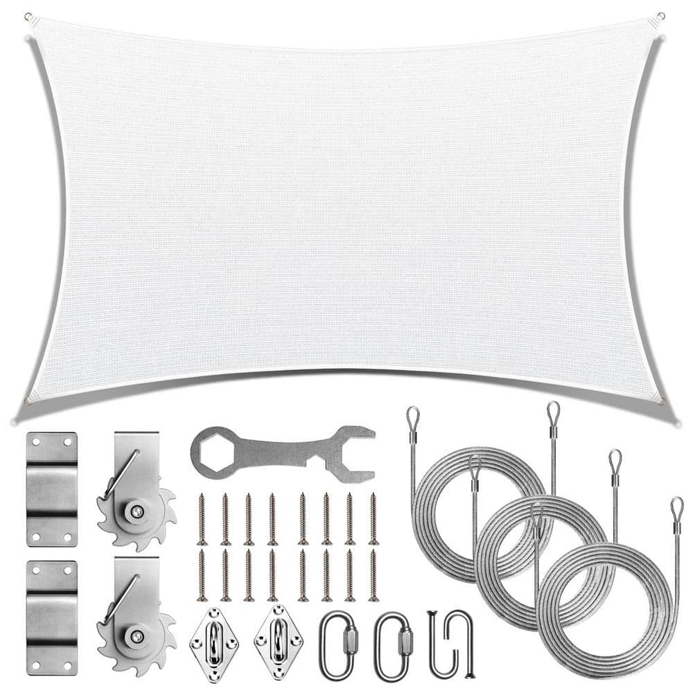 12 ft. x 20 ft. White Rectangle Sun Shade Sail Screen Canopy with Hardware TAWAL price history on PriceWatchPro