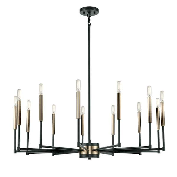 Titan Lighting La Rochelle 38 in. W 13-Light Matte Black Chandelier ...