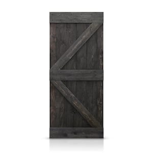 30 in. x 84 in. Distressed K Series Charcoal Black Solid Knotty Pine Wood Interior Sliding Barn Door Slab