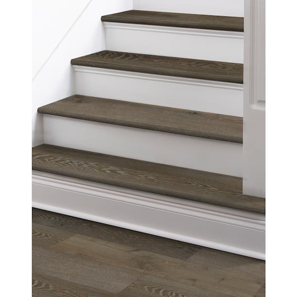 Waterproof Rigid Core Flush Stair Nosing in the color Saw Horse 0.98 in. T x 4.33 in. W x 94 in. L