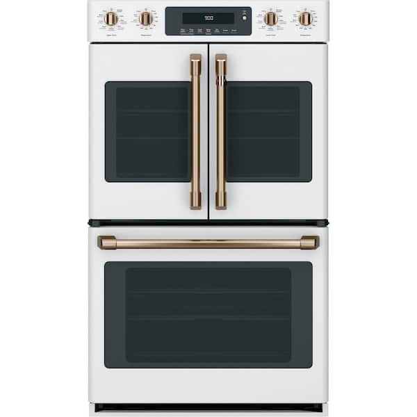Cafe 30 in. Smart Double Electric Wall Oven with Convection Steam-Cleaning in Matte White, Fingerprint Resistant