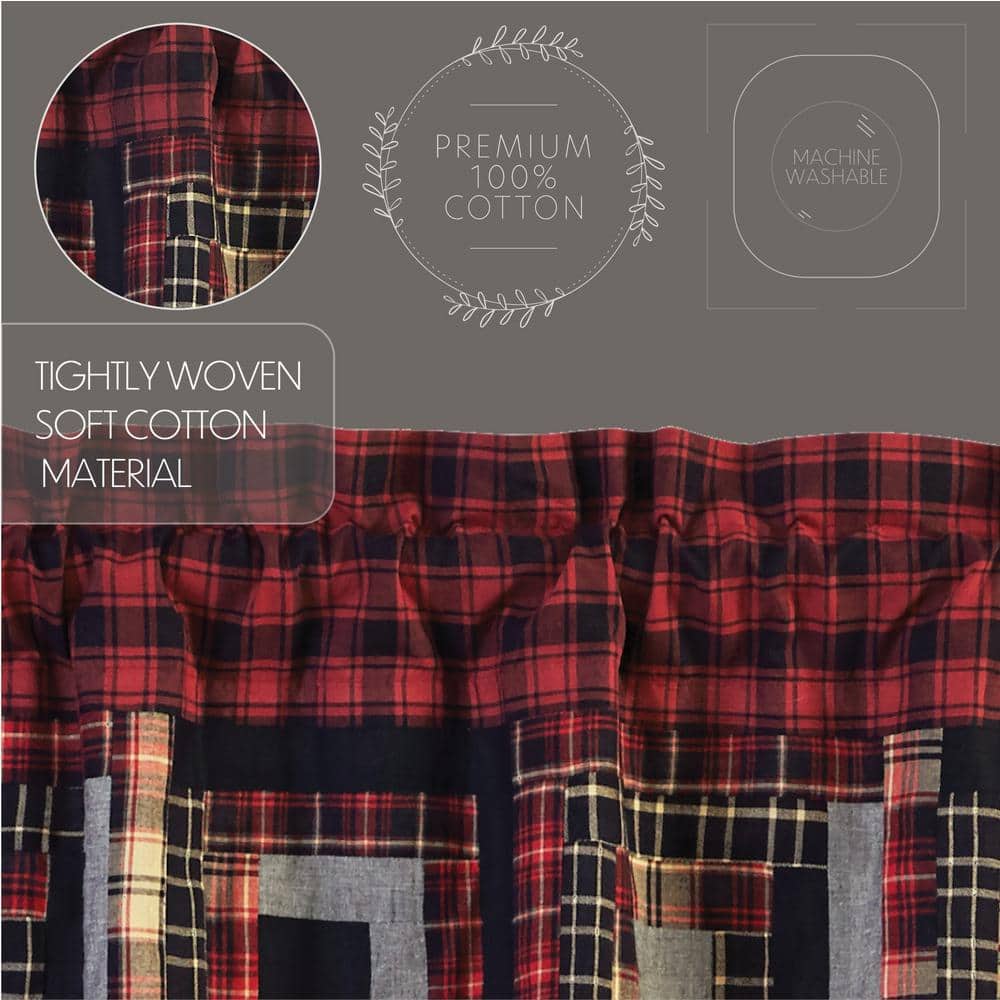 Cumberland Patchwork Red and Black Cotton Valance 16x72