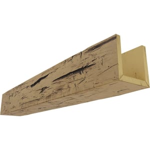 10 in. x 4 in. x 24 ft. 3-Sided (U-Beam) Hand Hewn Natural Golden Oak Faux Wood Ceiling Beam