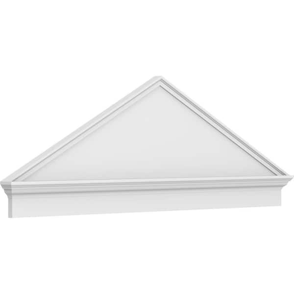 Ekena Millwork 2-3/4 in. x 70 in. x 24-3/8 in. (Pitch 6/12) Peaked Cap Smooth Architectural Grade PVC Combination Pediment Moulding