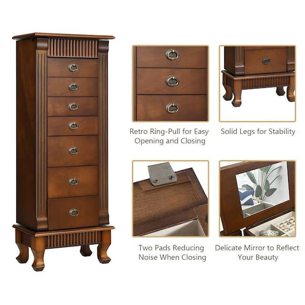 Wooden 5-Drawer Armoire Ring Necklacel Storage Organizer Jewelry factory Box Cabinet