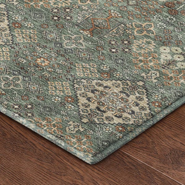 Mayfield Premium Machine Washable Abstract AMF2477 Basil 10 ft. x 14 ft. Area Rug