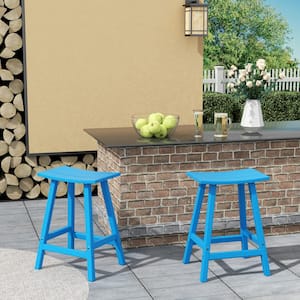 Franklin Pacific Blue 24 in. Plastic Outdoor Bar Stool (Set of 2)