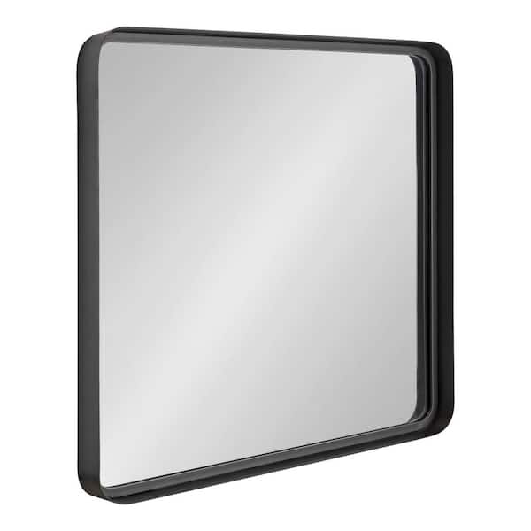 Kate and Laurel Armenta 28 in. x 28 in. Classic Round Framed Gray Wall Accent Mirror