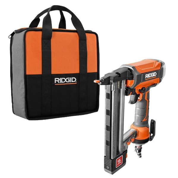 RIDGID - Pneumatic 18-Gauge 1-1/2 in. Finish Stapler with Contractor's Bag