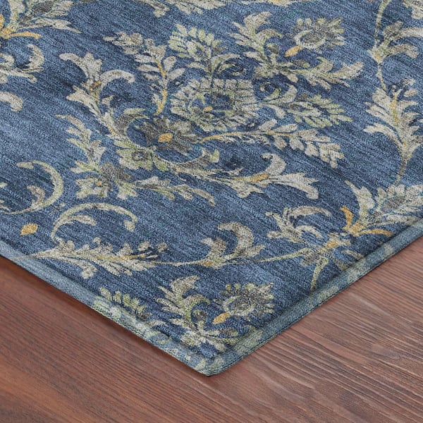 Mayfield Premium Machine Washable Abstract AMF2325 Navy 3 ft. x 4 ft. Area Rug