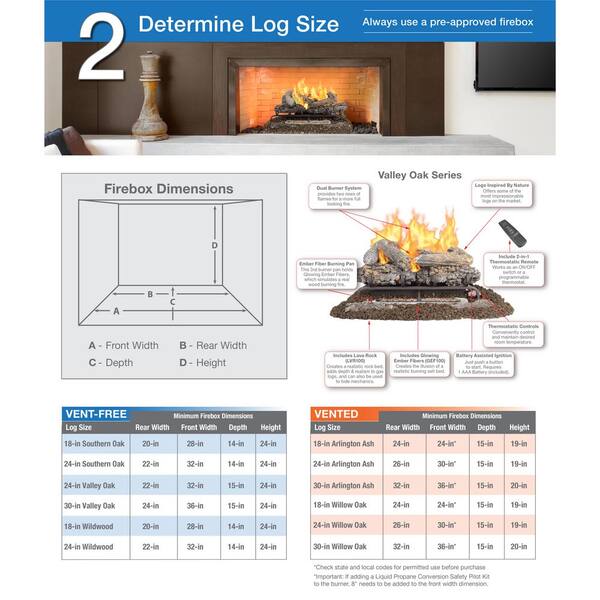 Pleasant Hearth Arlington Ash 24 In Vented Gas Log Set Vl Aa24d The Home Depot