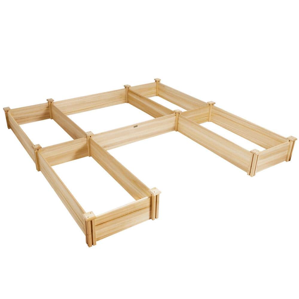 Natural Fir Wood U-Shaped Raised Garden Bed Planter Box