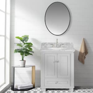 30 in. W x 22 in. D x 39 in. H Single Sink Freestanding Bath Vanity in Gray with Carrara Natural Marble Top