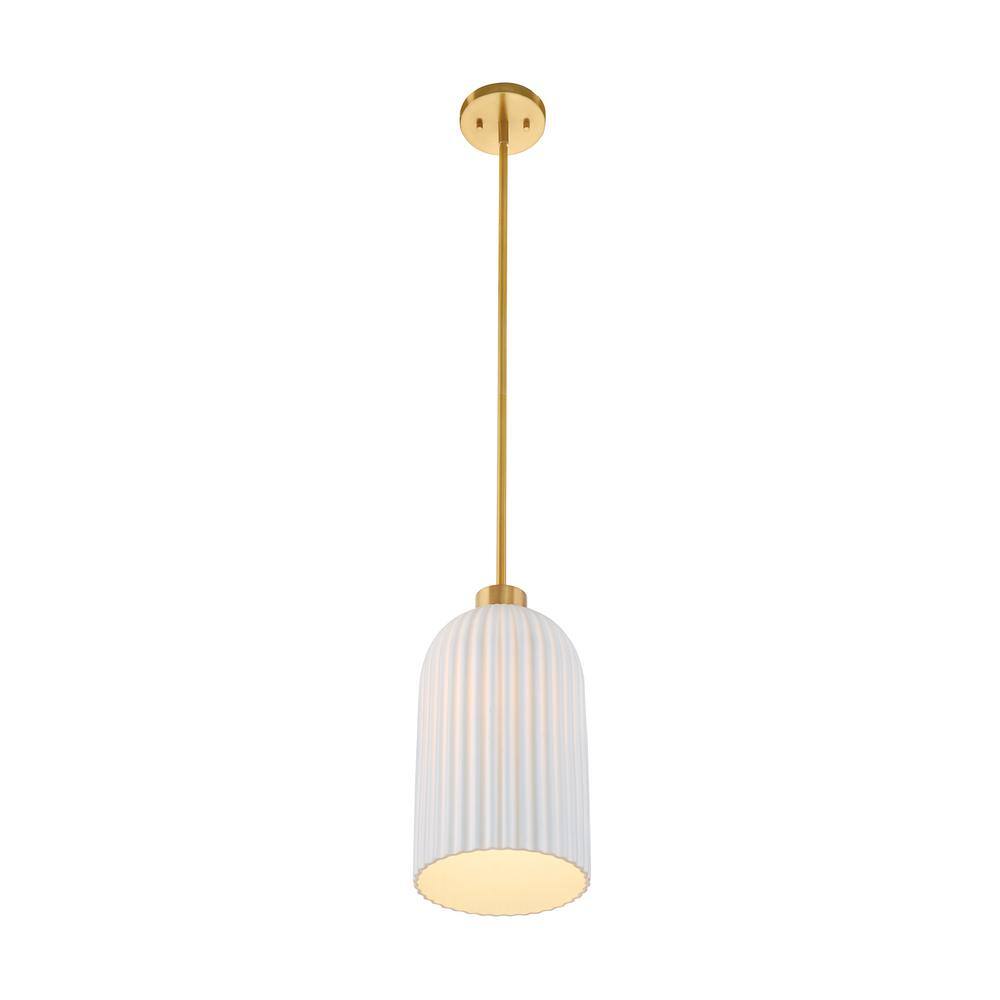 Isla Blanca Warm Brass Pendant with White Porcelain Shade