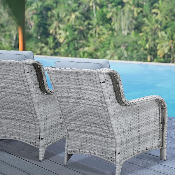 Gymojoy Corina Dark Gray Wicker Outdoor Lounge Chair with Gray Cushions  SS09293-3 - The Home Depot