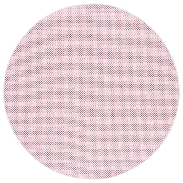 Courtyard Ivory/Pink 7 ft. x 7 ft. Solid Color Distressed Indoor/Outdoor Round Area Rug