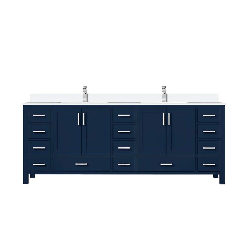 Jacques 84 in. W x 22 in. D Navy Blue Double Bath Vanity with White Quartz Top, and Faucet Set price history on PriceWatchPro