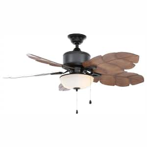 Palm Cove 52 in. Indoor/Outdoor LED Natural Iron Ceiling Fan with Light Kit, Downrod and Reversible Motor