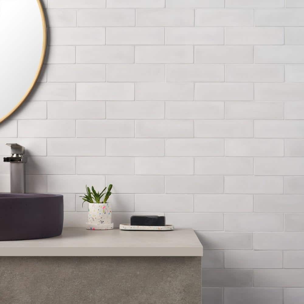 Mist Gray Matte Cement Rectangular Wall Tile 2" x 8"