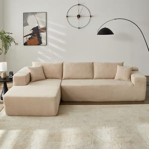 VIVI 104 in. Wide Arm 2-Piece Wool Fabric L-Shape Modular Sectional Sofa in. Camel with Chaise