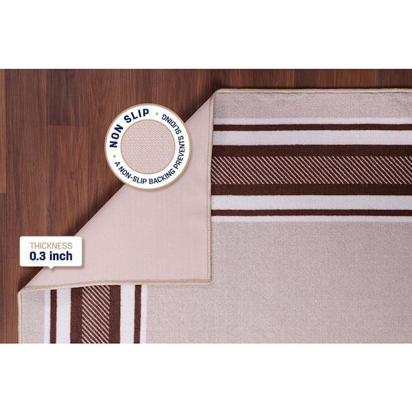 Beverly Rug 3 x 3 Gray Carmel Bordered Non Slip Doormat Indoor Area Rug