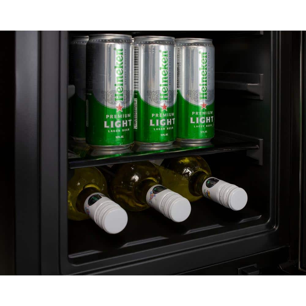Silver Glass Door Undercounter Beverage Center with Digital Thermostat