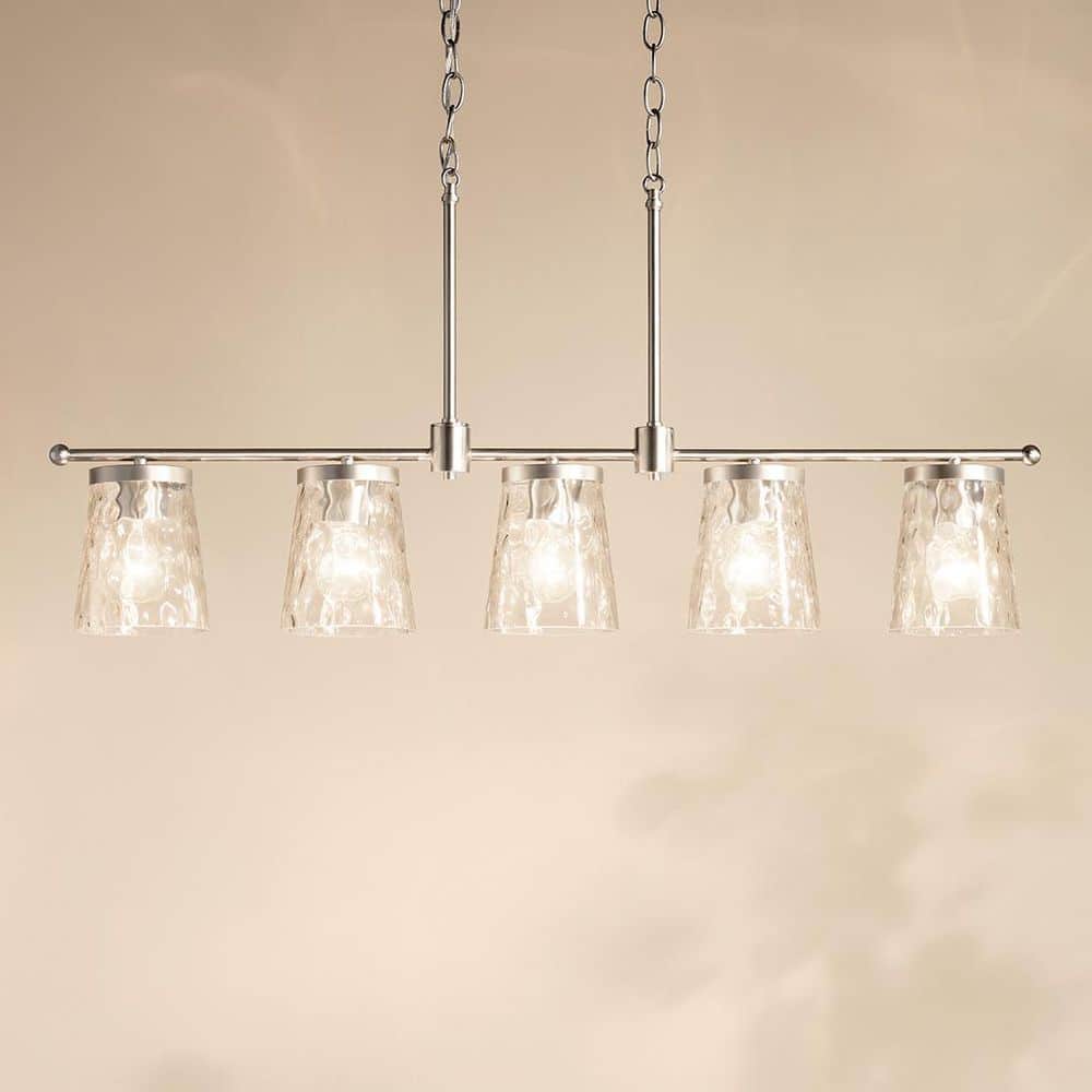 KICHLER - Coralise 5-Light Linear Chandelier with Clear Water Glass in Brushed Nickel