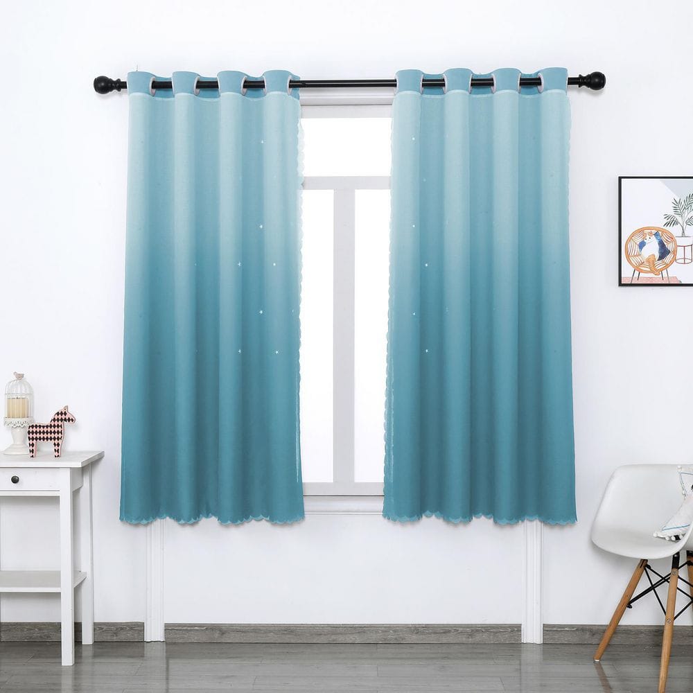 Pro Space Blue 84 in. L x 52 in. W Room Darkening Curtains Monochrome  Gradient Curtain for Kids Room (2-Panels) KC2G5284B The Home Depot