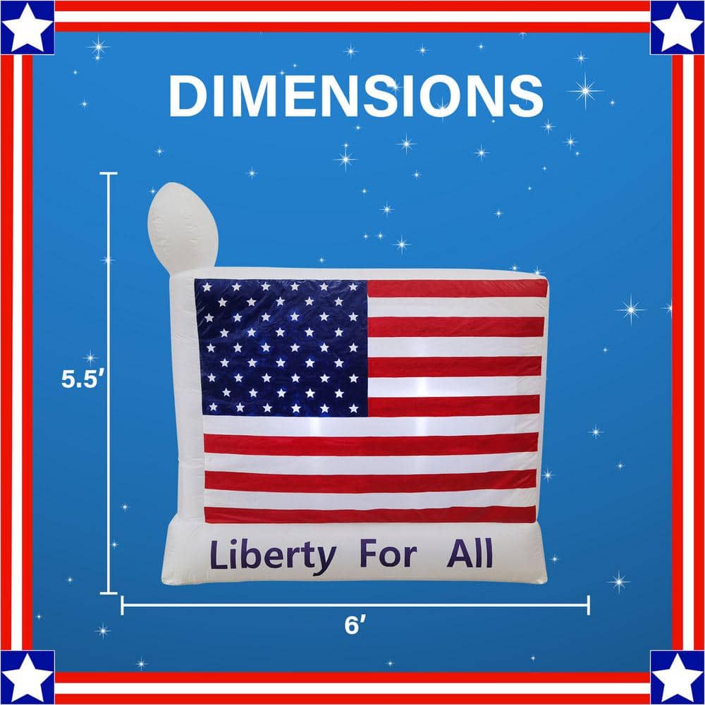6 ft Wide Pre-lit Patriotic American Flag Inflatable