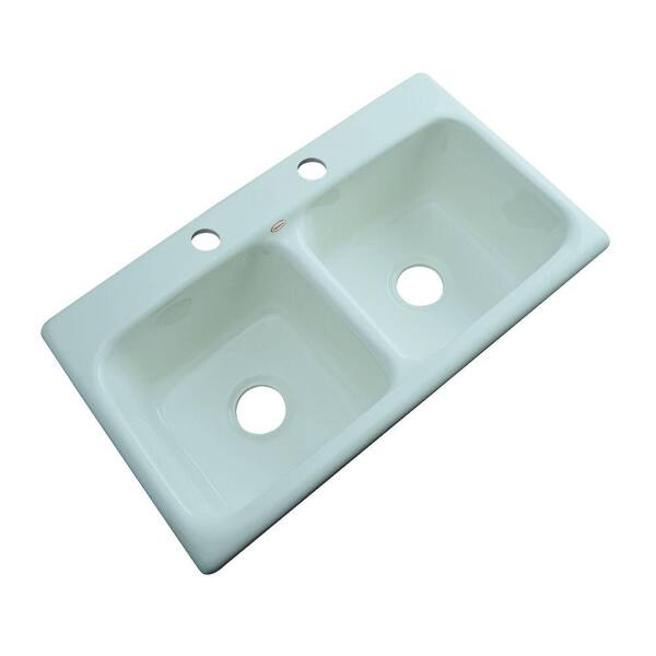 Thermocast Brighton Drop-In Acrylic 33 in. 2-Hole Double Basin Kitchen Sink in Seafoam Green