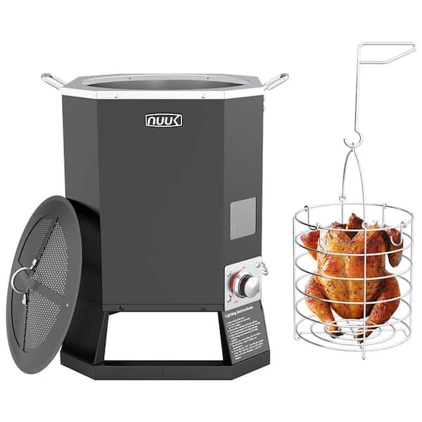 27 qt. Outdoor Propane Turkey Fryer with Oil-Free BBQ Smoker for Backyard and Patio Cooking
